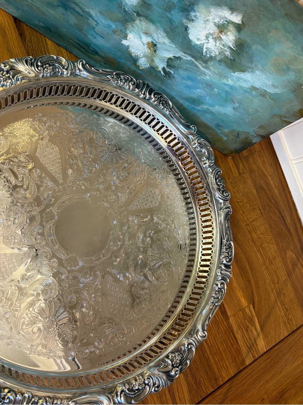 Vintage Wallace Baroque Silverplate Tray 13.25” - Picture 5 of 15